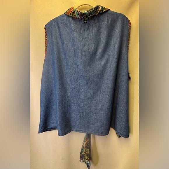 Apple Bottom Vintage Women’s Plus Size Sleeveless Chiffon Chambray Top XXL - Picture 8 of 10